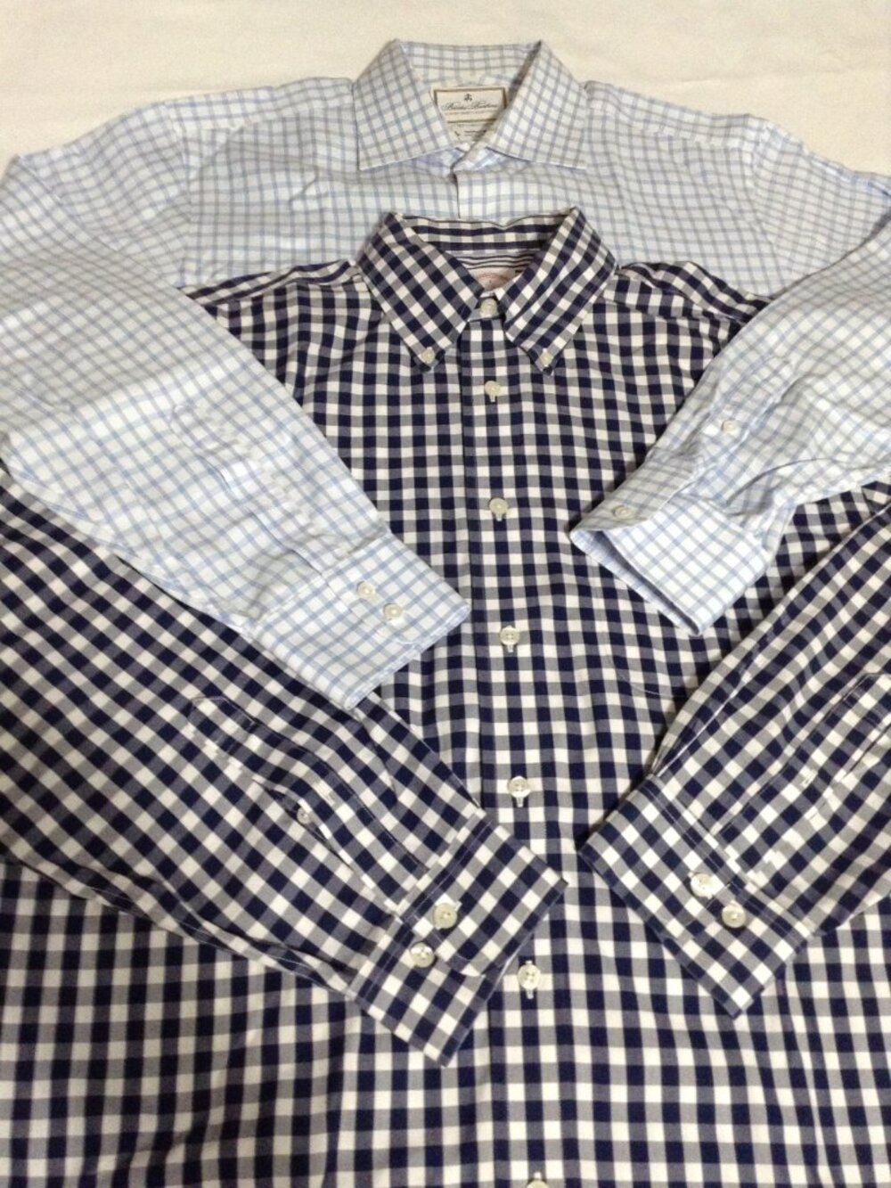 Brooks Brothers Mens Dress Shirts Lot of 2 L 16.5 35 Thomas Mason Gingham Plaid